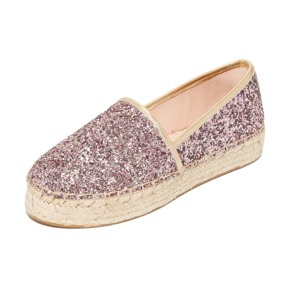 Kate Spade Rose Gold Glitter Espadrille